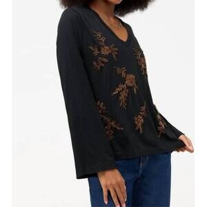 NEW JOHNNY WAS beaded kimono sleeve tee in black